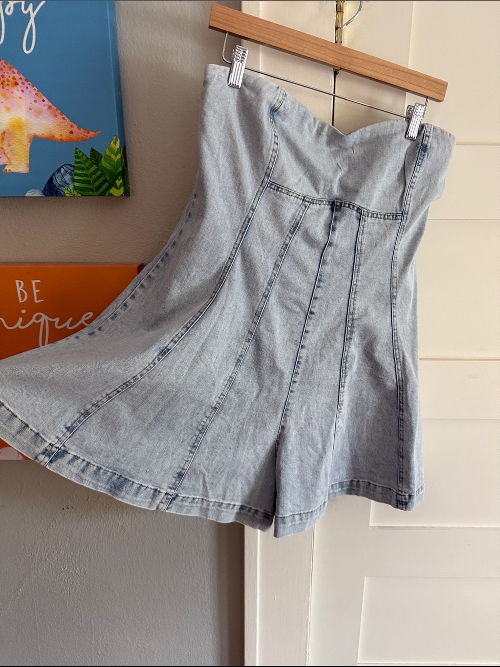Altar'd State Light Blue Denim Circle Romper